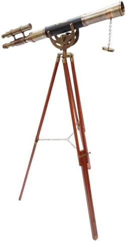 Marine Antique Brass Telescope with Wooden Tripod Stand