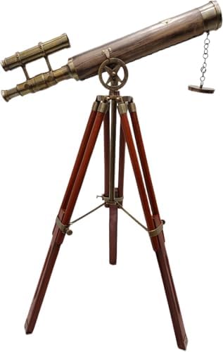 Vintage Brass Telescope with Grey Leather Stand