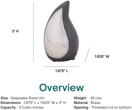 Solace Gray Teardrop Cremation Urn Brass