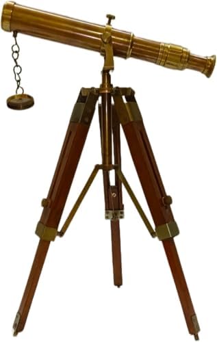 Royal Solid Brass Vintage Spyglass Telescope with Wooden Tripod