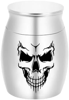 Gray Aluminum Alloy Skull Face Cremation Urn