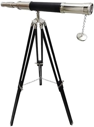 Nautical Vintage Handmade Telescope with Black Leather and Chrome Finish