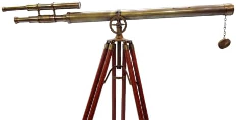 US Antique Tripod Telescope Double Barrel Decorative Stand