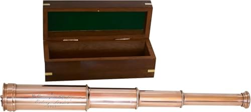 Vintage Copper Finish Telescope with Wooden Box
