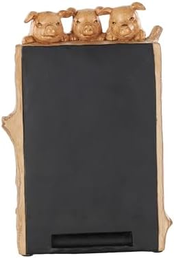 Deco 79 Polystone Pig Chalkboard Sign with Brown Frame