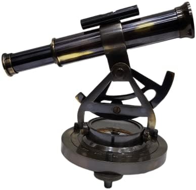 Vintage Antique Brass Compass Navigation Instrument Theodolite Alidade Telescope