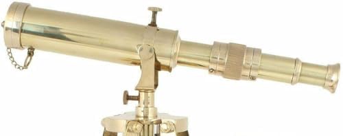 V19 Antique Brass Telescope with Wooden Tripod Stand 1