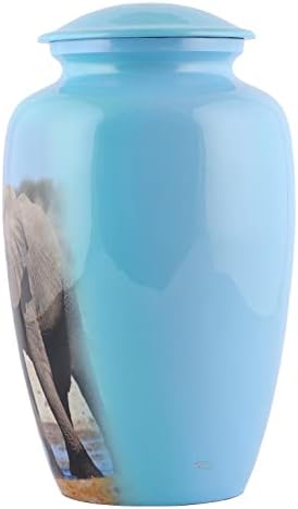 Handcrafted Elephant Cremation Urn - Large Adult Urn with Velvet Bag