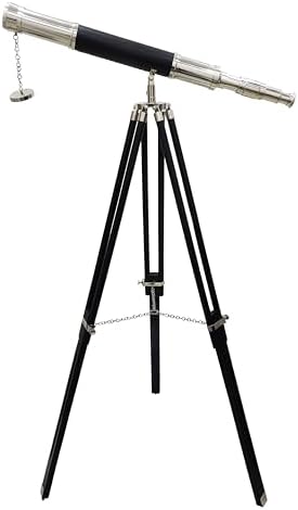Nautical Vintage Handmade Telescope with Black Leather and Chrome Finish