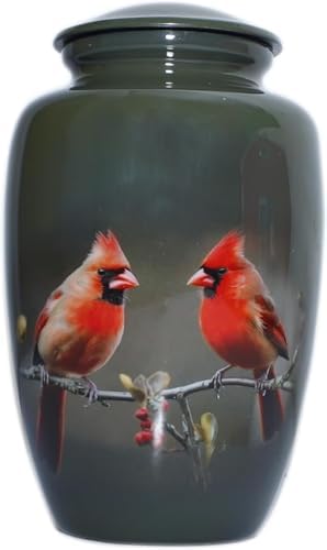 Cardinal Birds Adult Cremation Urn for Human Ashes - Gray