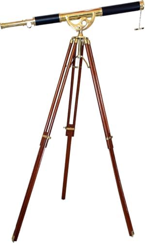 Nautical Brass Telescope with Wooden Tripod