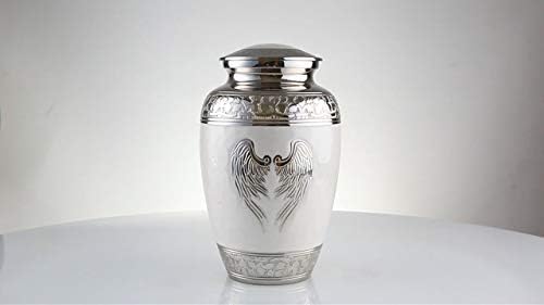 Angel Wings Urns for Human Ashes - White Metal Cremation Urn