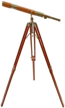 Royal Vintage Antique Brass Telescope with Brown Leather Nautical Decor