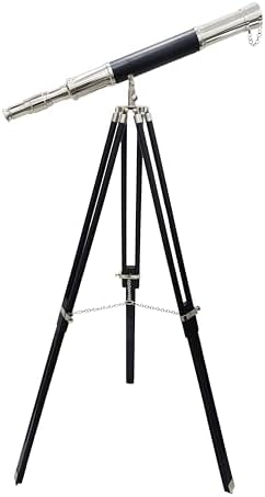 Nautical Vintage Handmade Telescope with Black Leather and Chrome Finish