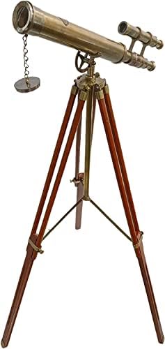 Vintage Brass Royal Telescope with Wooden Tripod