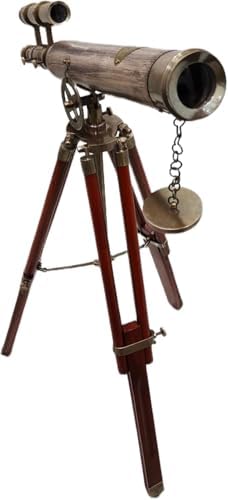 Vintage Brass Telescope with Grey Leather Stand
