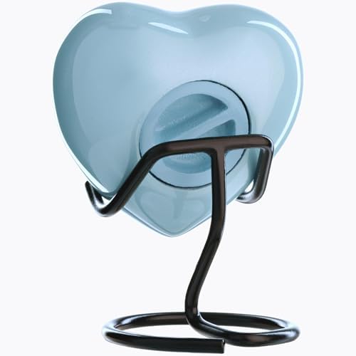 Mini Blue Heart Urn for Ashes - Wing Shaped Keepsake