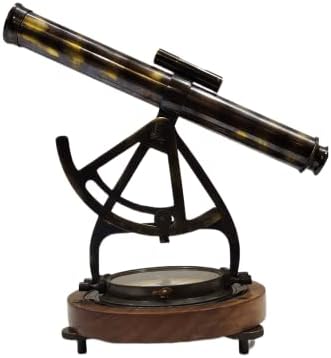 Antique Brass Alidade Telescope with Compass