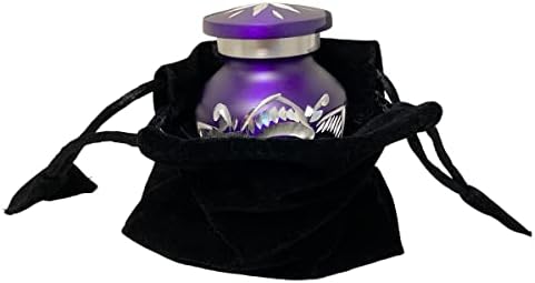 Set of 4 Amethyst Keepsake Urns for Human Ashes with Engraved Rose