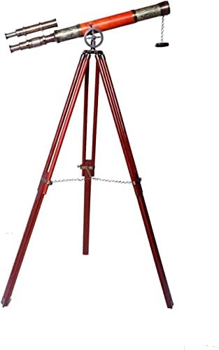 Antique Brass Double Barrel Telescope Floor Stand