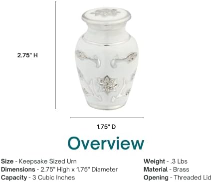 Grace White Keepsake Cremation Urn 3 Inch High