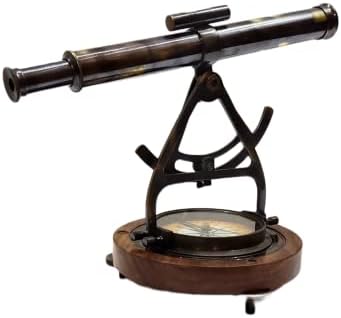 Antique Brass Alidade Telescope with Compass