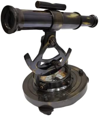Vintage Antique Brass Compass Navigation Instrument Theodolite Alidade Telescope