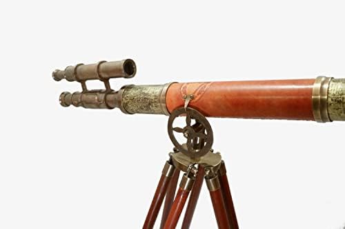 Antique Brass Double Barrel Telescope Floor Stand