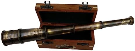 1920 Dollond London Brass Vintage Telescope with Wooden Box