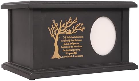 Wooden Urns for Human Ashes - Black Tree of Life with Frame