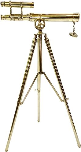 Vintage Shiny Brass Double Barrel Telescope Stand