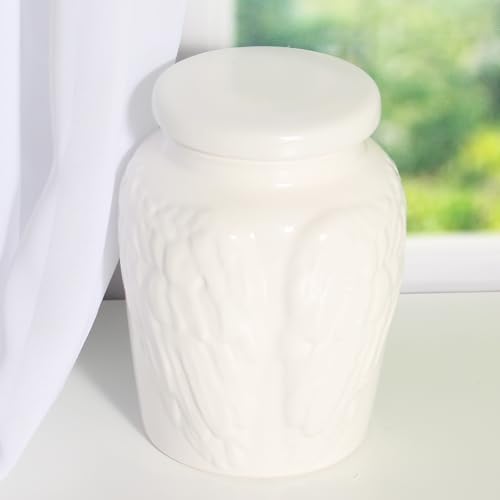 White Angel Wings Cremation Urn with Velvet Bag