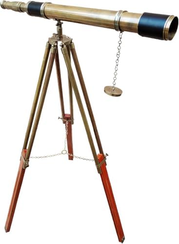 Royal Vintage Moon Arc Telescope with Brass and Wood Finish