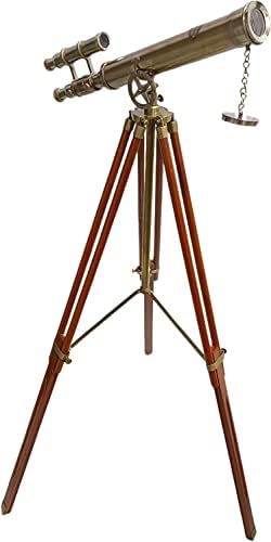 Vintage Brass Royal Telescope with Wooden Tripod