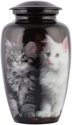 Elegant Black Cat Cremation Urn for Adults