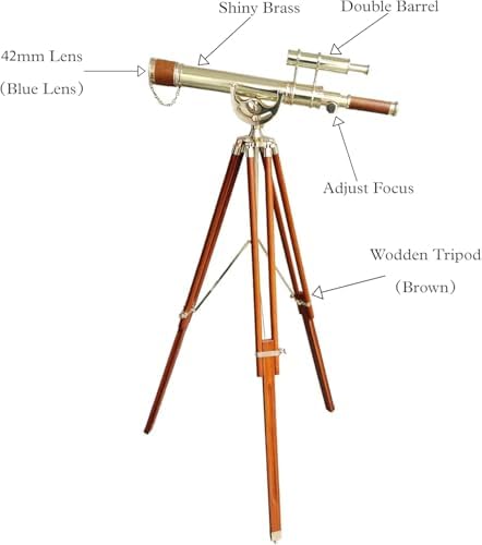 Vintage Brass Telescope with Wooden Tripod 1