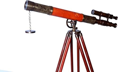 Antique Brass Double Barrel Telescope Floor Stand