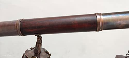 Vintage Double Barrel Telescope with Teak Tripod Stand