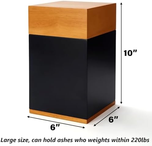 Nyutu Urn for Ashes Adult Male 6x6x10 Inches Large Wood Urn