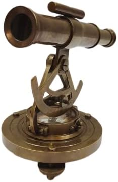 Antique Brass Alidade Telescope with Compass Table Decor