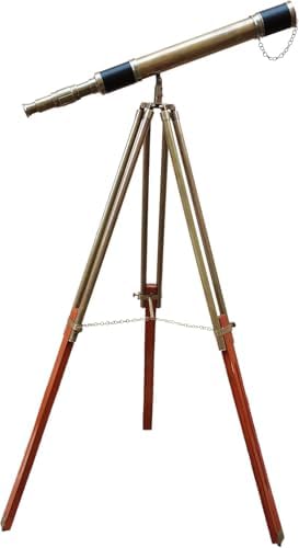 Royal Vintage Moon Arc Telescope with Brass and Wood Finish