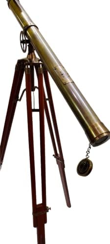 US Antique Tripod Telescope Double Barrel Decorative Stand