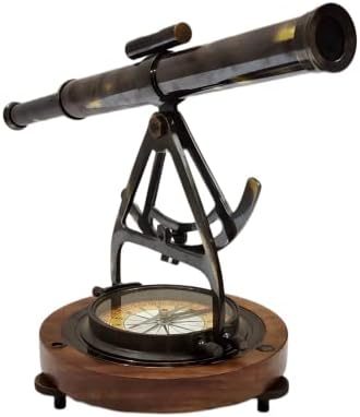 Antique Brass Alidade Telescope with Compass