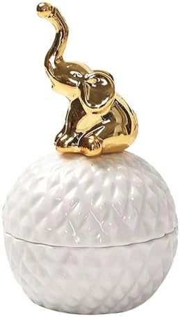 Small White Ceramic Elephant Decorative Urn for Ashes 1