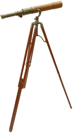 Royal Vintage Antique Brass Telescope with Brown Leather Nautical Decor