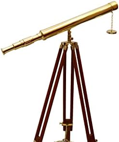 Nautical Single Barrel Telescope with Wooden Brown Tripod
