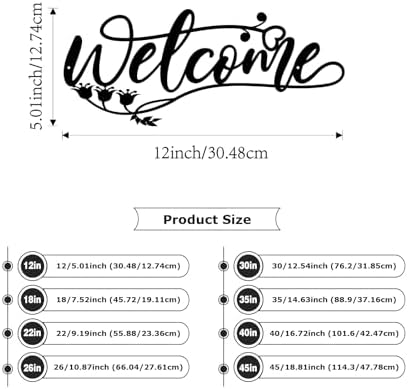 Modern Black Metal Welcome Sign 12 Inches