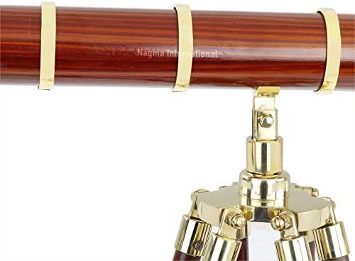 16 Inch Telescope with Wooden Rosewood Stand and Brass Tripod