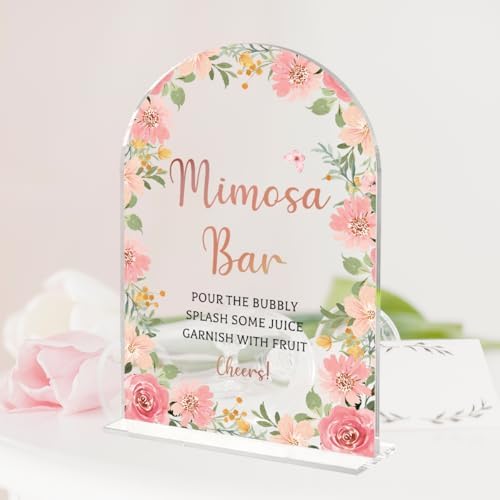 Wedding Sign Decor with Pink Acrylic Arch 5x7 Inch