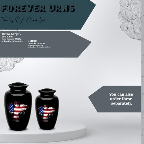 Forever Urns Adult Cremation Urn with American Eagle Flag Design
